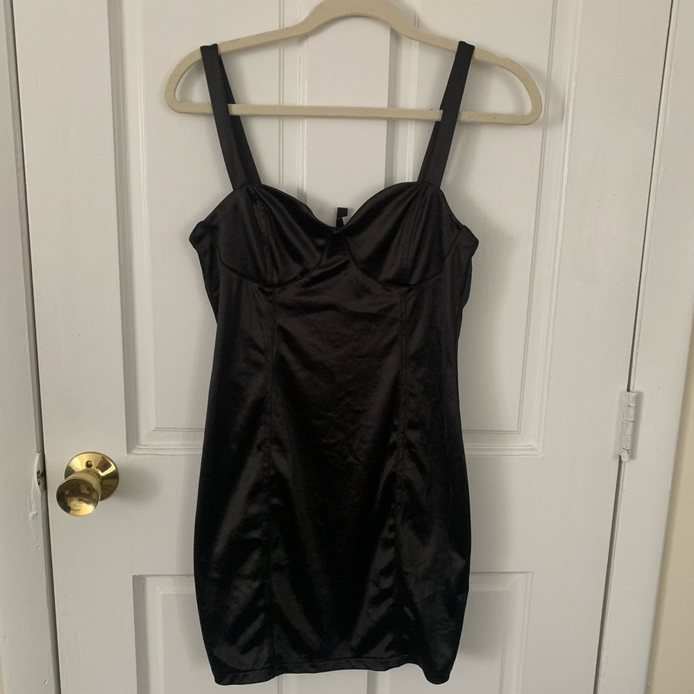 Black Satin Mini Dress